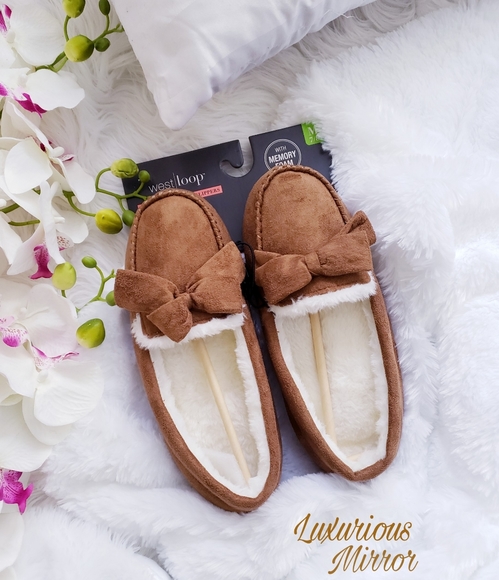 west loop Shoes - West Loop Microfiber Memory Foam Bow Tie Slippers